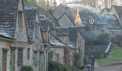 A frosty morning view of Arlington Row in Bibury